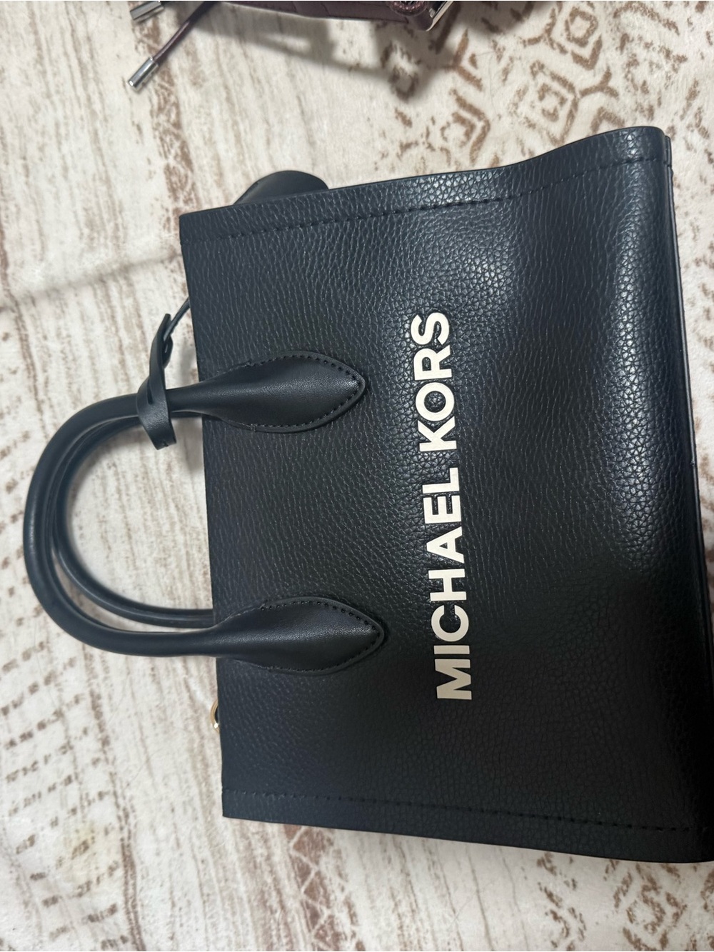 Michael Kors Black Pebbled Leather Logo Tote